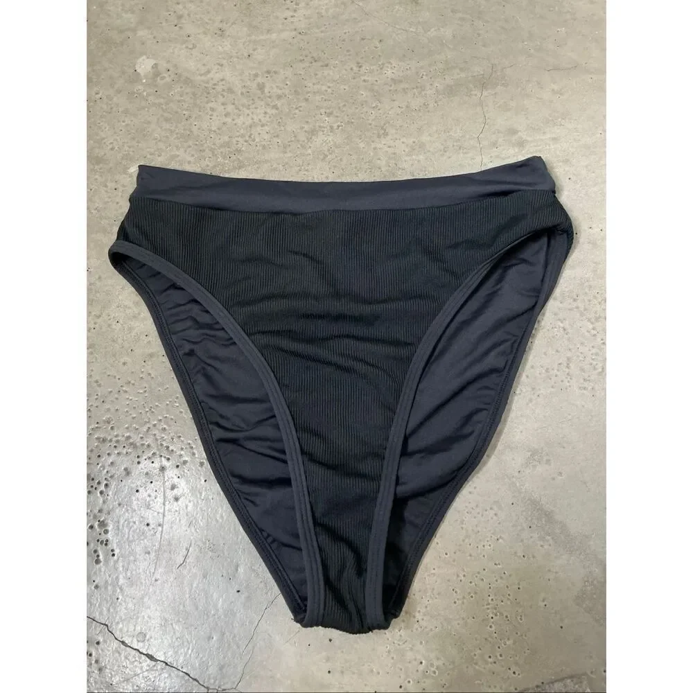L*Space French Cut Ribbed Bikini Bottom | Large in Black